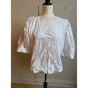 know.one.cares white blouse top Large NEW white balloon short sleeve